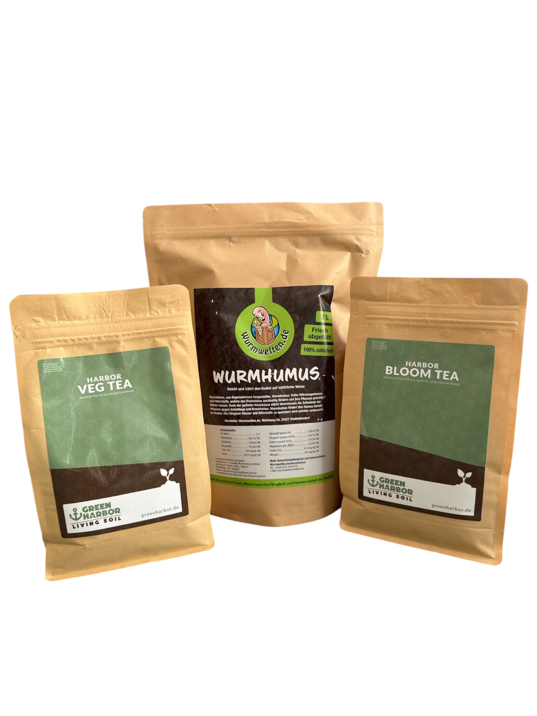 Komposttee Starter Set für Living Soil – Wurmhumus, Wachstums-Tee & Blüte-Tee Veg-Flower Tea