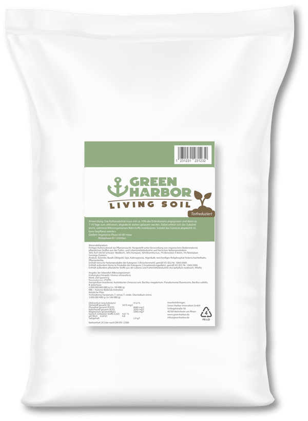Green Harbor Living Soil 20L – Organische Erde mit Mykorrhiza, Trichoderma und aktivem Bodenleben